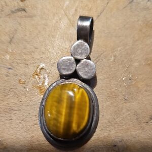 Silver Pendant with Yellow Stone